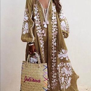 VChics Boho V Neck Long Sleeve Print Maxi Dress